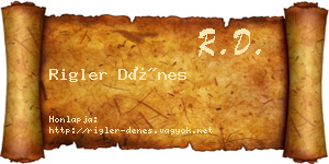 Rigler Dénes névjegykártya