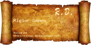 Rigler Dénes névjegykártya